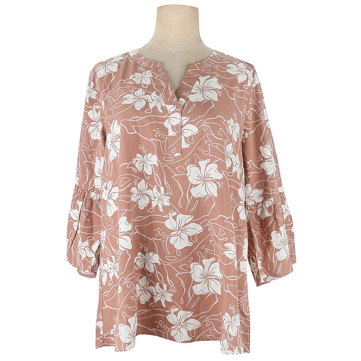Blouse Napua Hibiscus Mocha