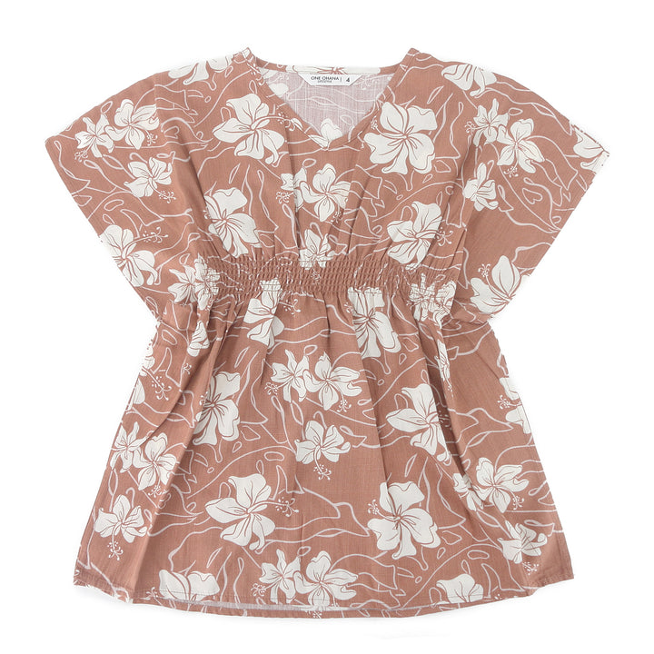Girls Flow Dress Anela Mini Hibiscus Mocha