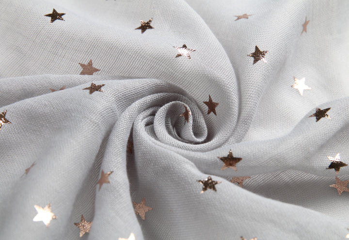 Scarf Danielle Rose Gold Stars Grey