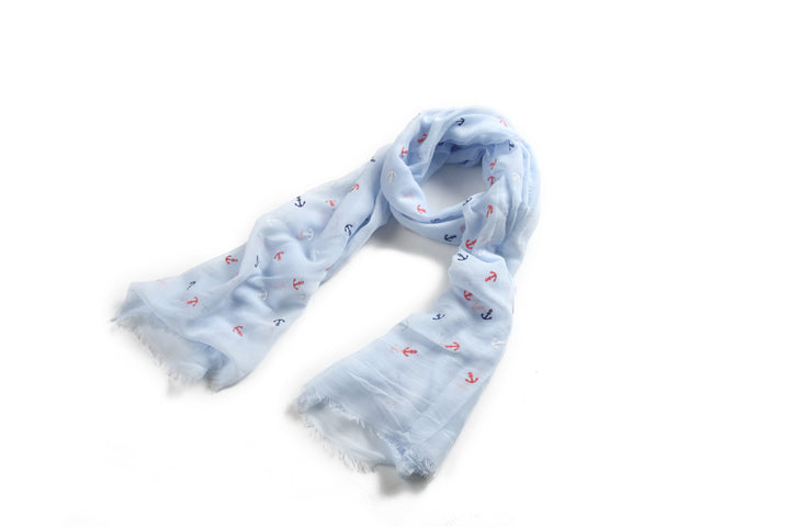 Scarf Danielle Textured Anchor Blue