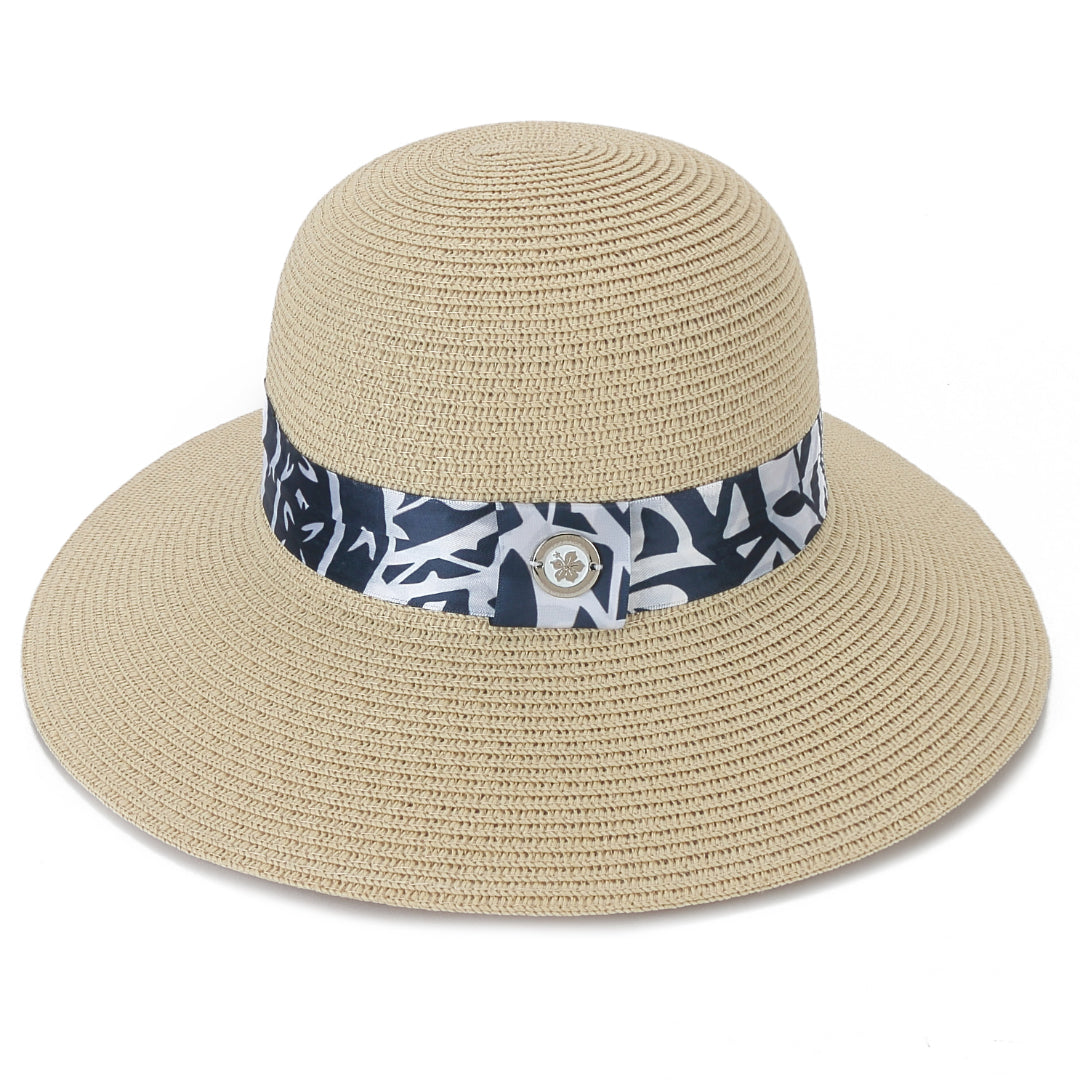 Hat Orchid Beige Tapa Navy – Happy Wahine display picture 2