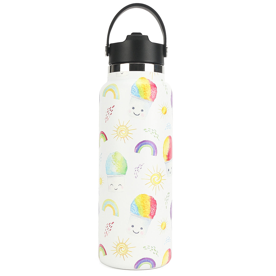 Insulated Water Bottle 40oz Shave Ice White – Happy Wahine