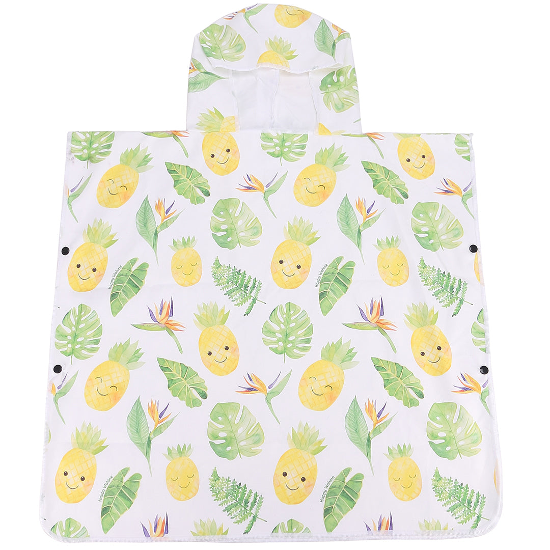 Hooded Beach Towel Poncho Kids Monstera Pineapple White – Happy Wahine