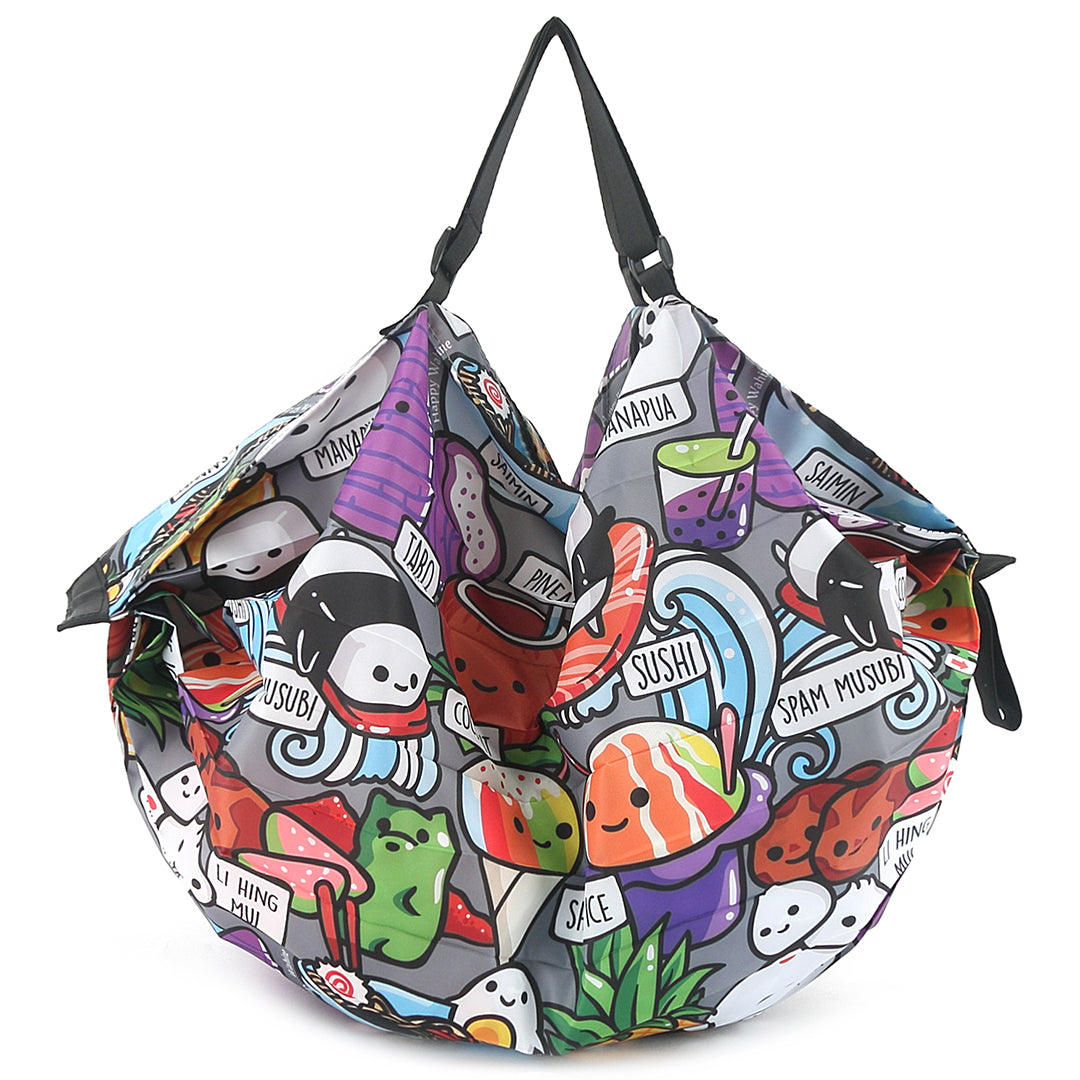 バッグ HappySuke Foldable Bag Jazmine Craving Hawaii Grey – Happy Wahine