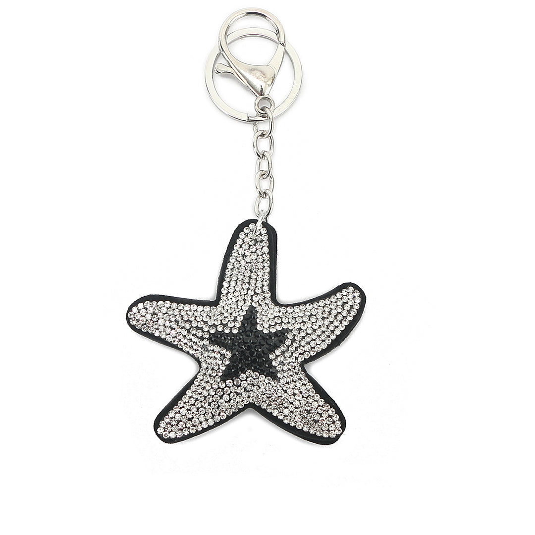 Bag Charm Crystal Starfish White