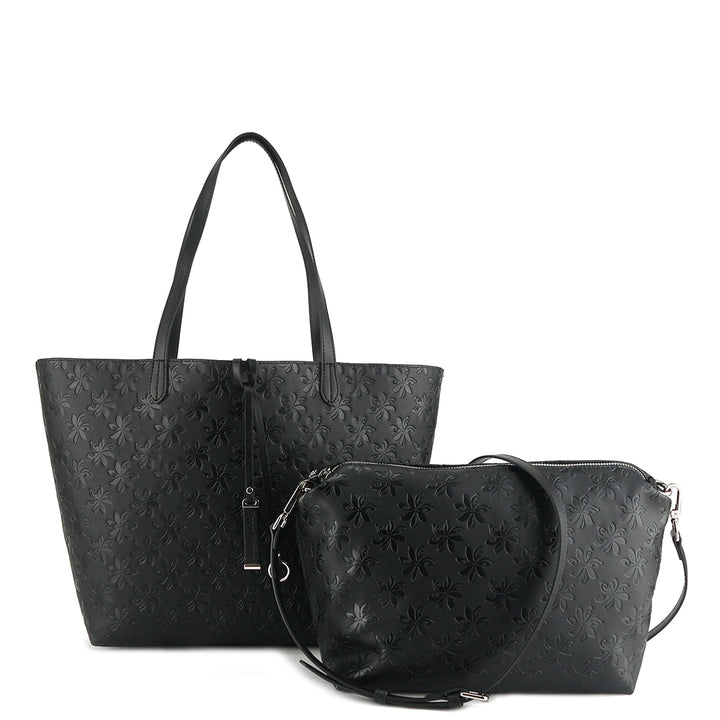 Reversible Tote Nancy Large Tiare Embossed Black