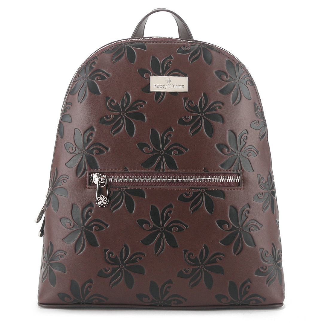 brown leather backpack embossed Backpack Tiffany Tiare Brown Embossed