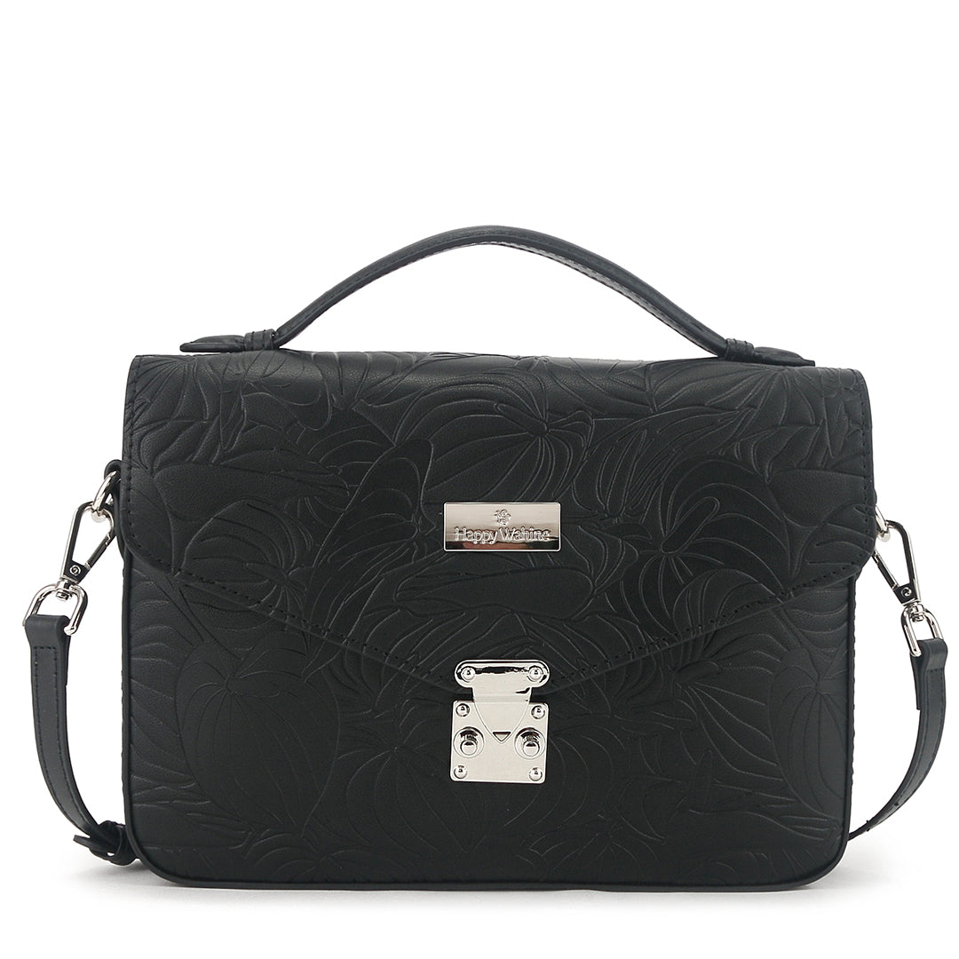 Satchel Alice Anthurium Embossed Black – Happy Wahine
