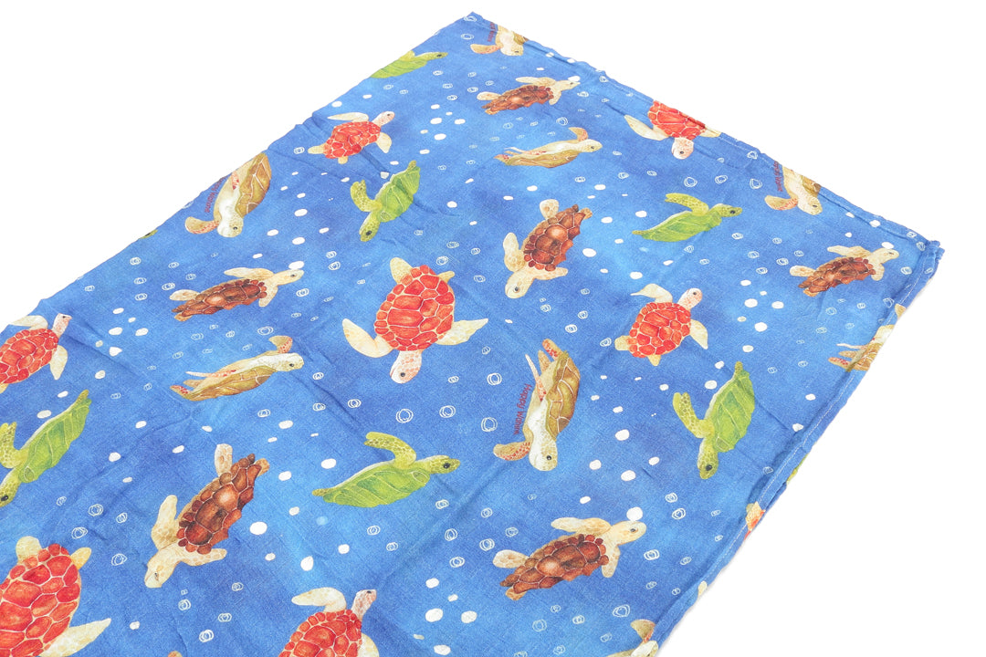 Baby Muslin Swaddle Local Turtles Blue