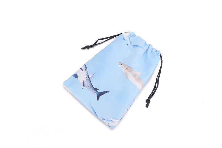Hooded Beach Towel Poncho Kids Happy Sharks Blue