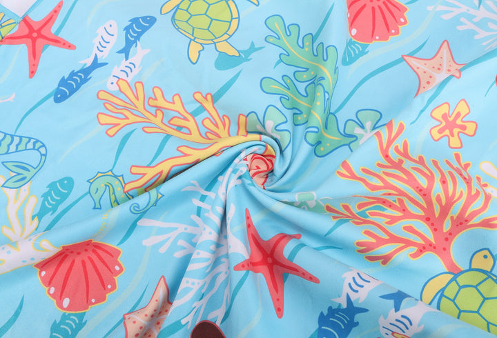 Hooded Beach Towel Poncho Kids Mermaid Blue
