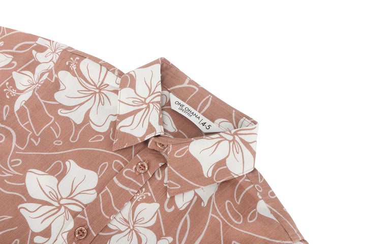 Boys Shirt Ikaika Hibiscus Mocha