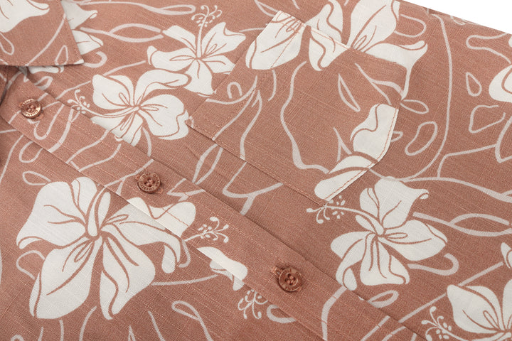 Boys Shirt Ikaika Hibiscus Mocha