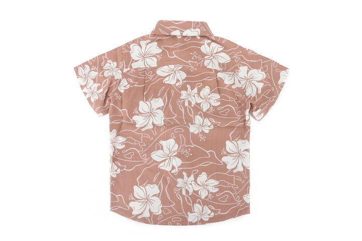 Boys Shirt Ikaika Hibiscus Mocha