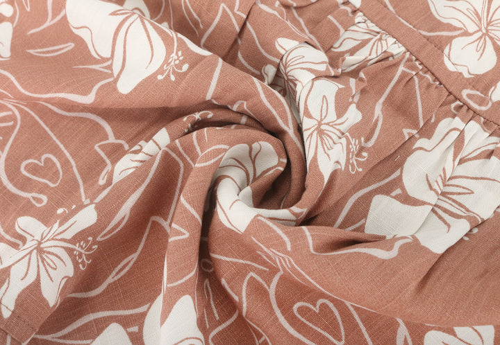 Girls Dress Leilani Hibiscus Mocha