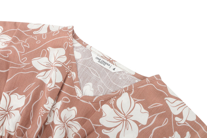 Girls Flow Dress Anela Mini Hibiscus Mocha