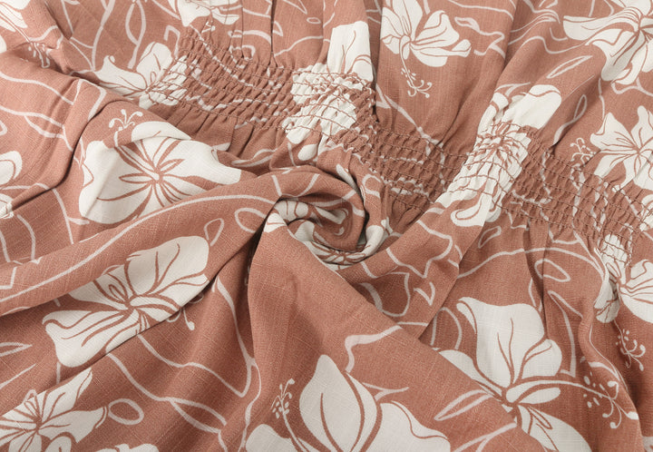 Girls Flow Dress Anela Mini Hibiscus Mocha