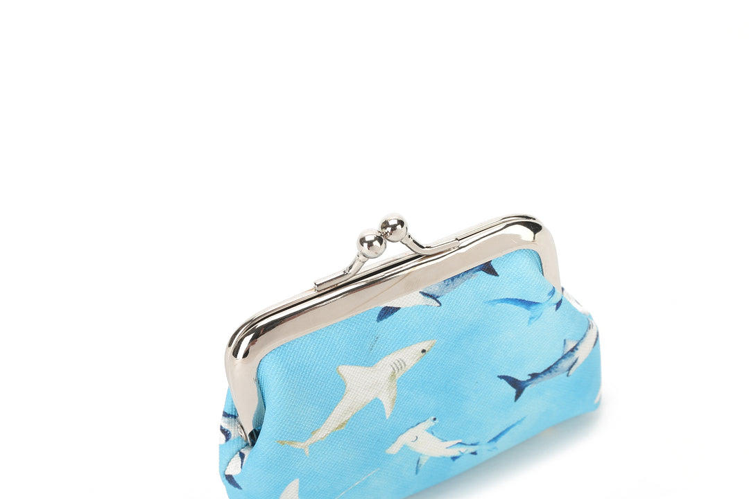 Pouch Coin Large Happy Sharks Blue