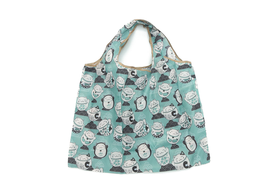 Foldable Bag Jackie Lucky Cat Teal