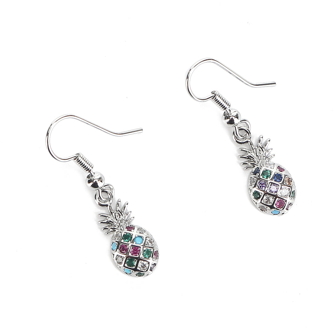 JW Crystal Earring Pineapple Small Silver