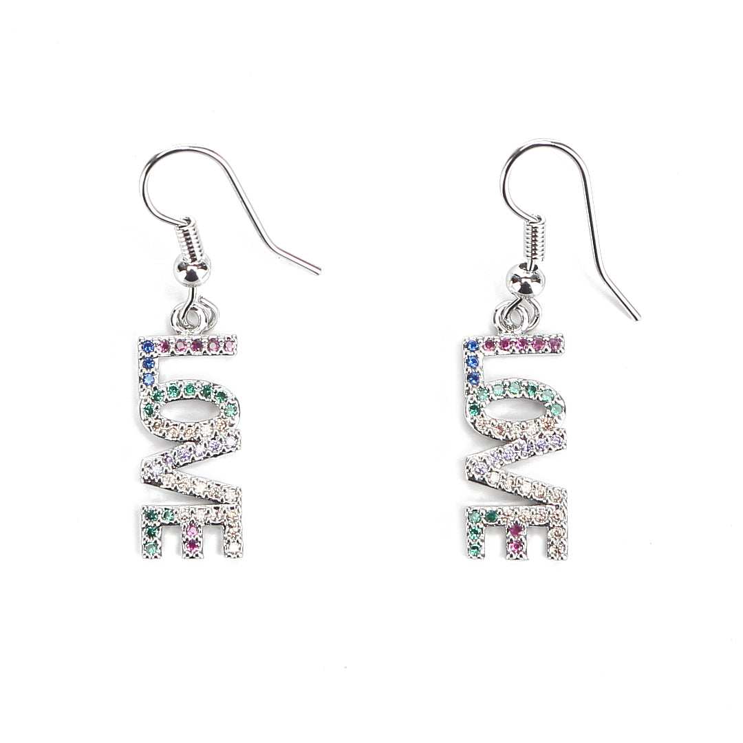 JW Crystal Earring Love Silver