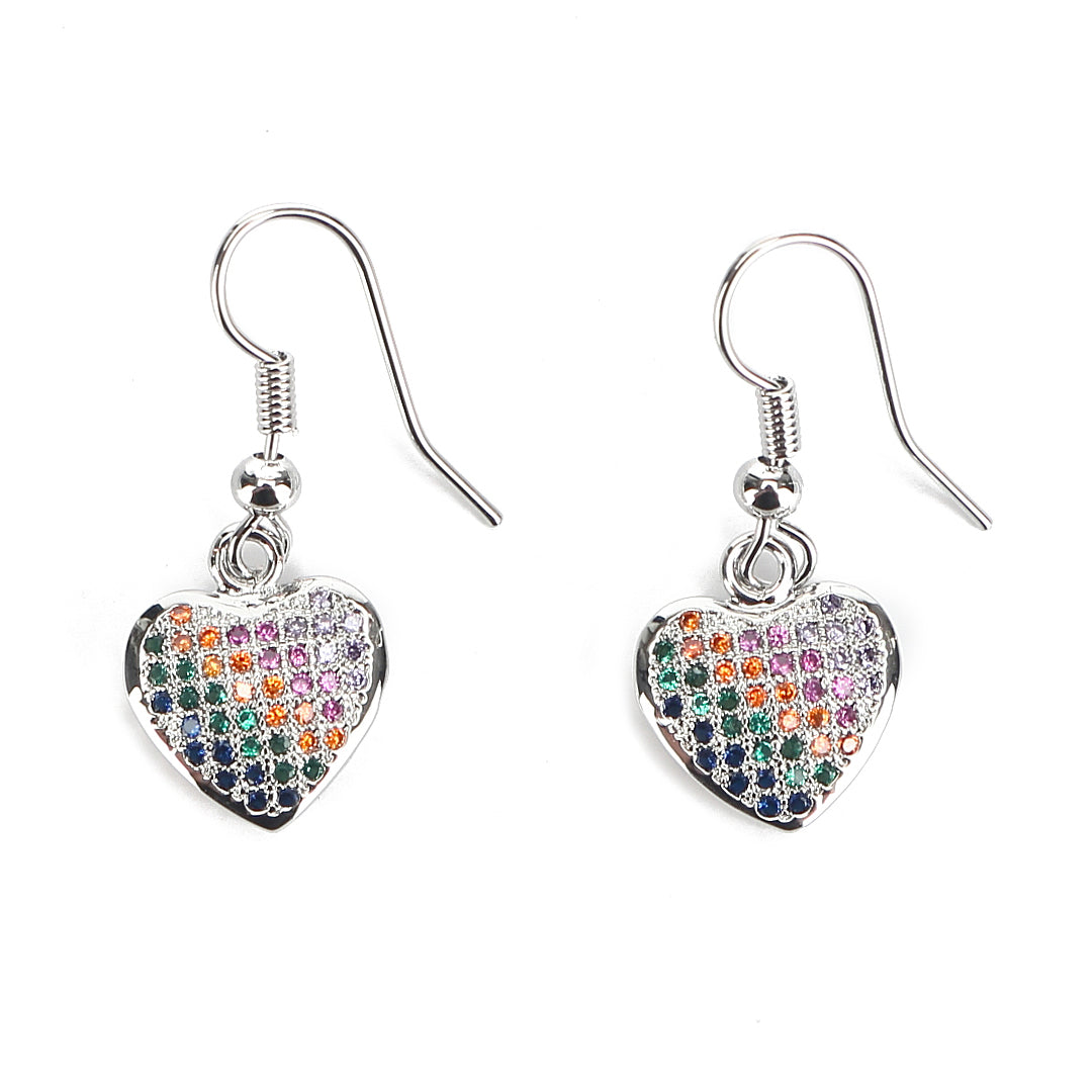 JW Crystal Earring Heart Silver