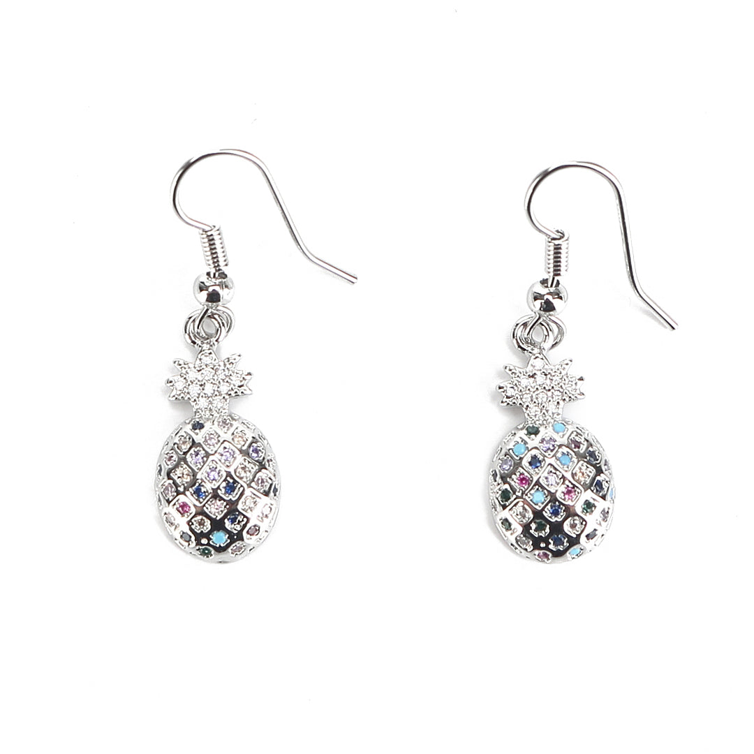 JW Crystal Earring Pineapple Large Silver