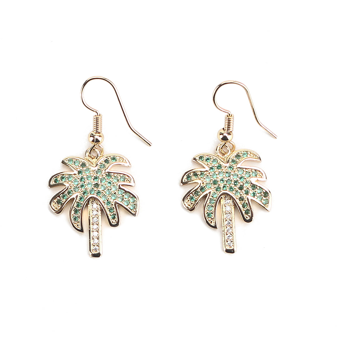 JW Crystal Earring Palmtree Gold