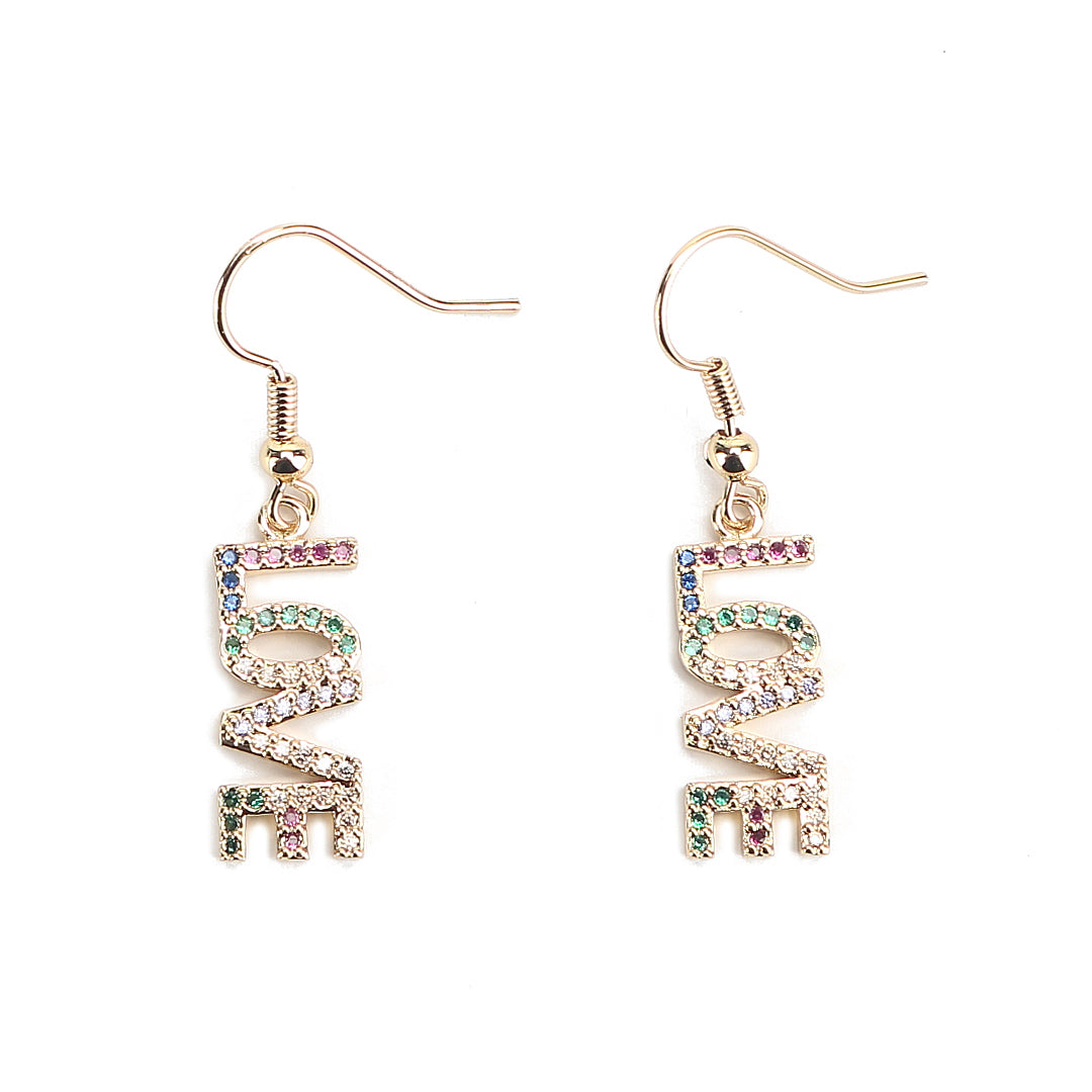 JW Crystal Earring Love Gold