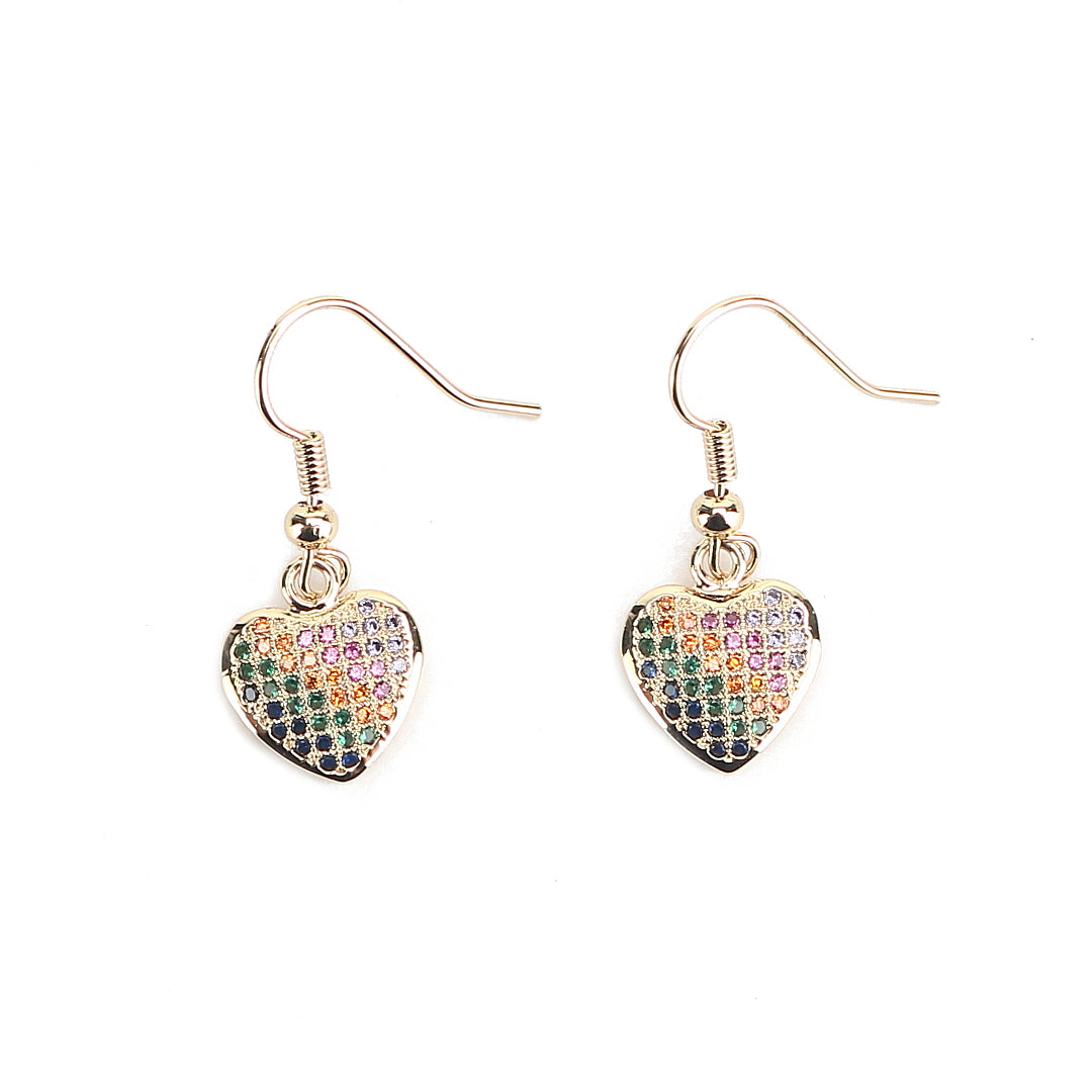 JW Crystal Earring Heart Gold