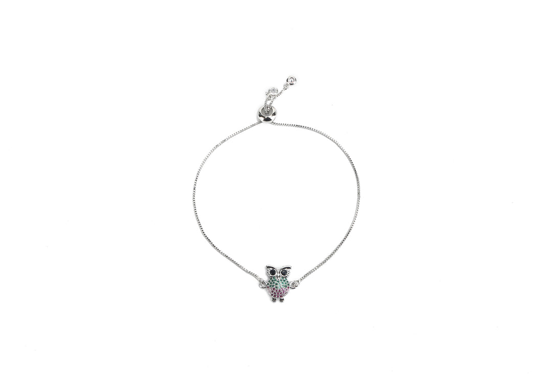 JW Crystal Bracelet Owl Silver