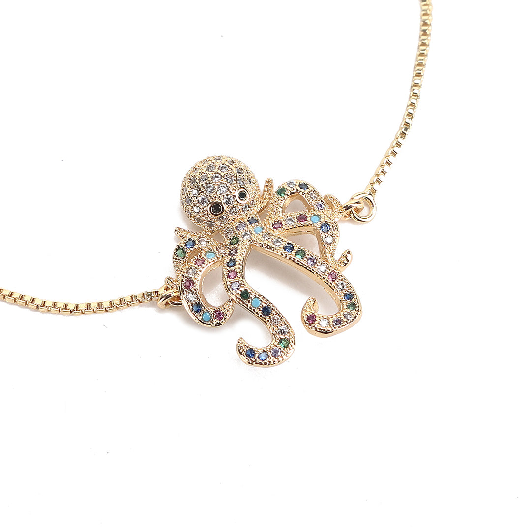 JW Crystal Bracelet Octopus Gold