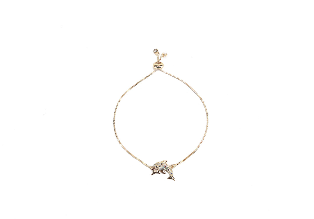 JW Crystal Bracelet Dolphin Gold