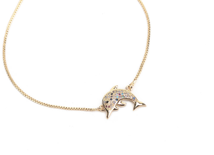 JW Crystal Bracelet Dolphin Gold