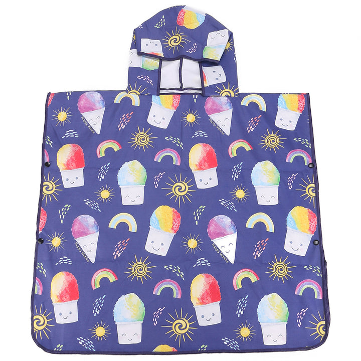 Hooded Beach Towel Poncho Kids Shave Ice Blue