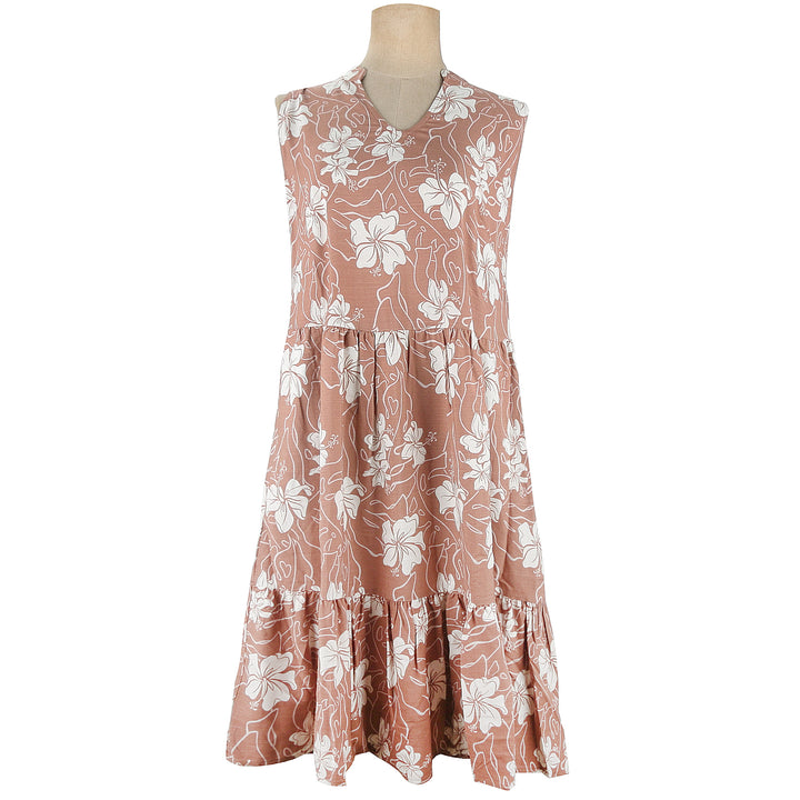 Sleevless Dress Kaipo Hibiscus Mocha