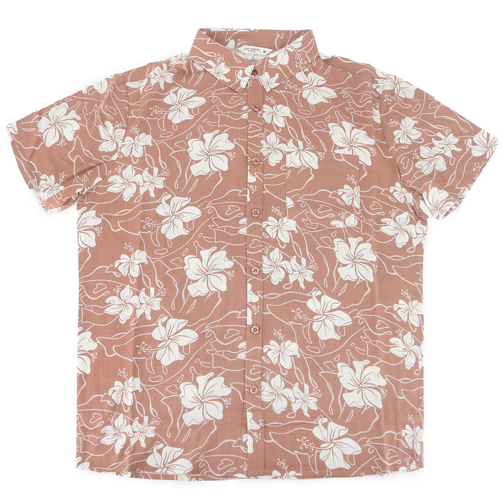 Boys Shirt Ikaika Hibiscus Mocha