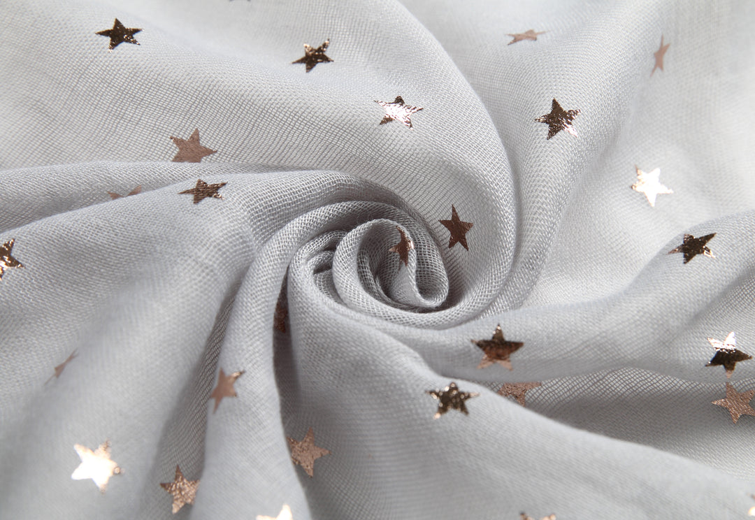 Scarf Danielle Rose Gold Stars Grey