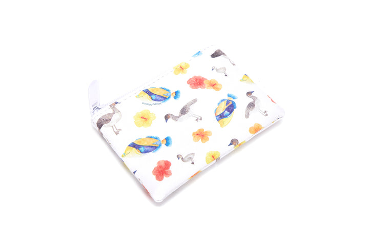 Pouch Zip Small Humu Nene Hibiscus White