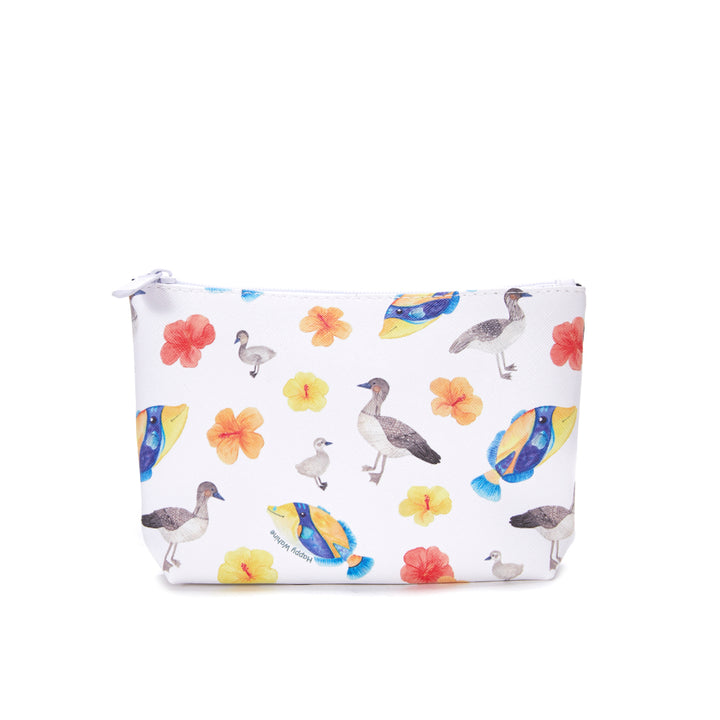 Pouch Gusset Small Humu Nene Hibiscus White