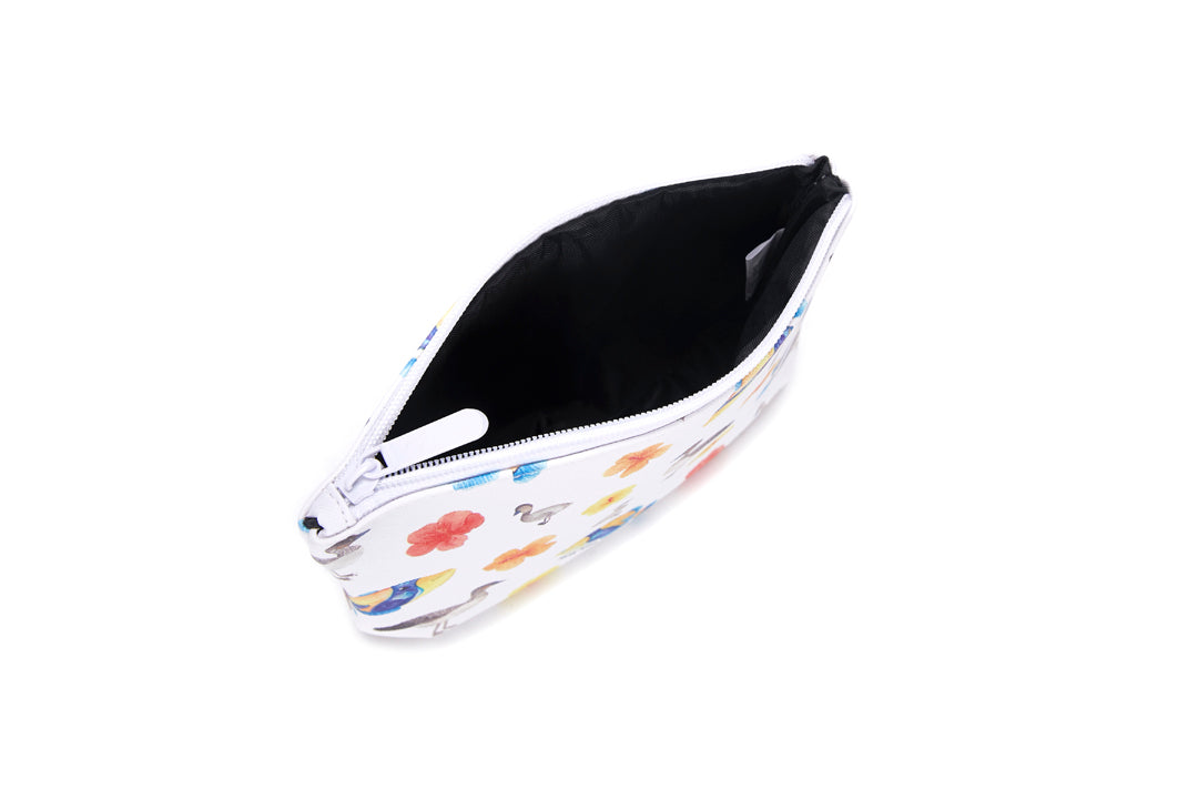 Pouch Gusset Small Humu Nene Hibiscus White