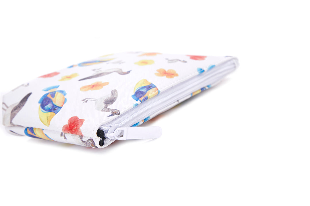 Pouch Gusset Small Humu Nene Hibiscus White