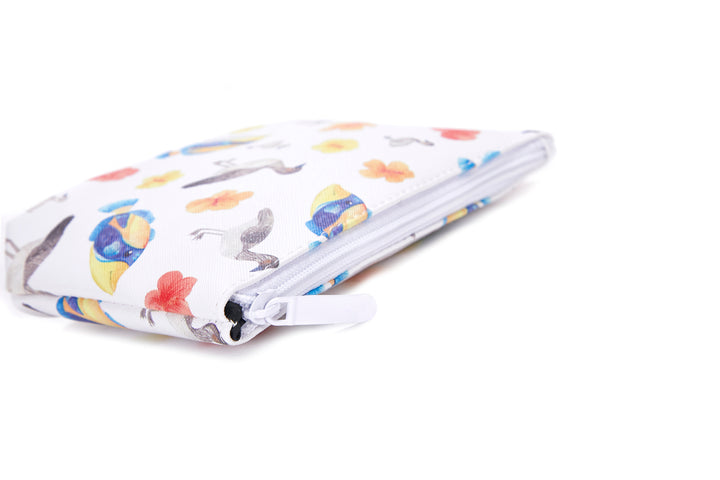 Pouch Gusset Small Humu Nene Hibiscus White