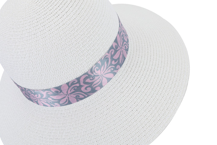 Hat Orchid White Tapa Tiare Pink Grey