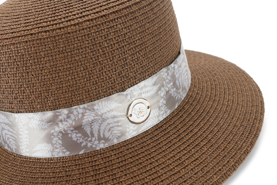 Hat Lily Dark Brown Fern Lei Brown