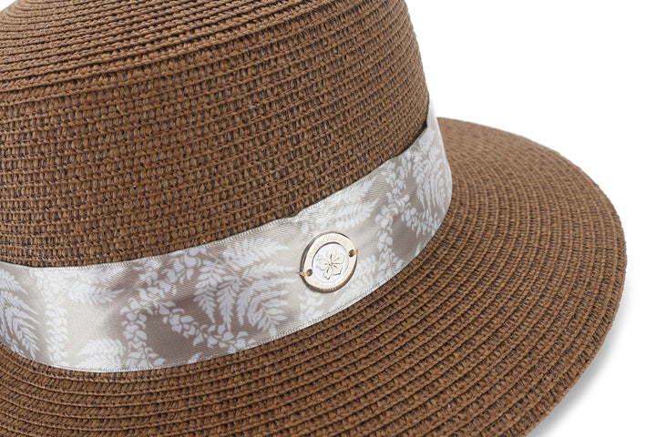 Hat Lily Dark Brown Fern Lei Brown