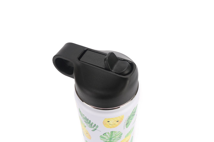 Insulated Water Bottle 24oz Pineapple Monstera White