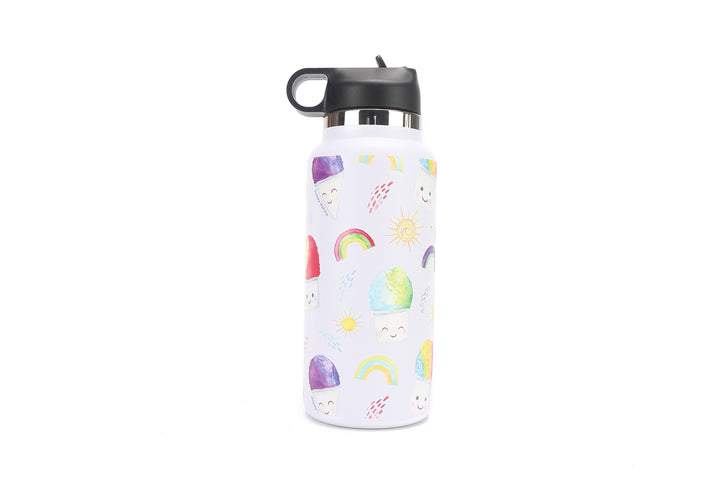 Insulated Water Bottle 32oz Shave Ice White