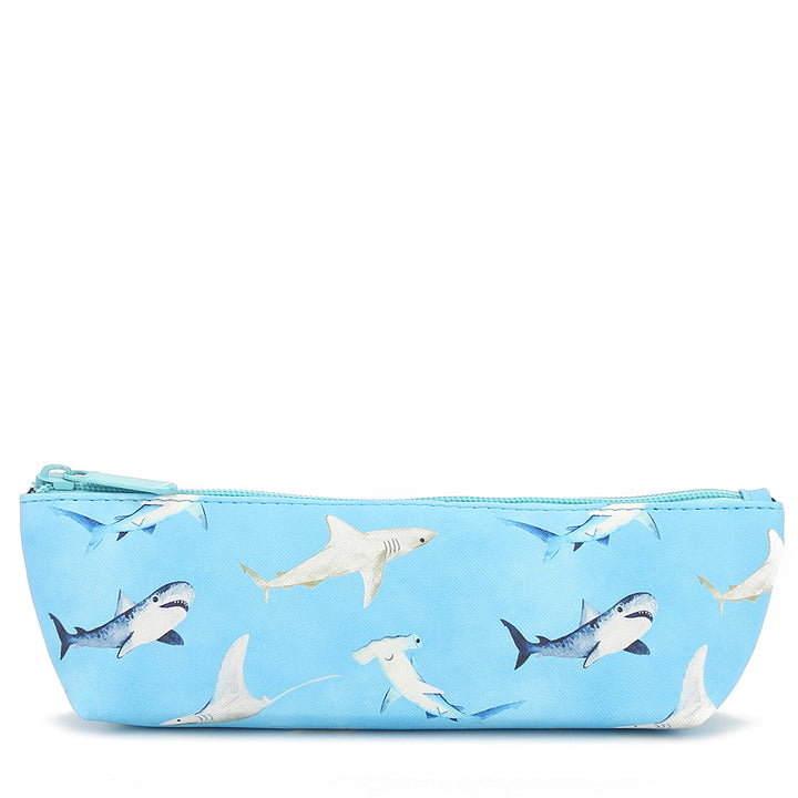 Pouch Pencil Case Happy Sharks Blue