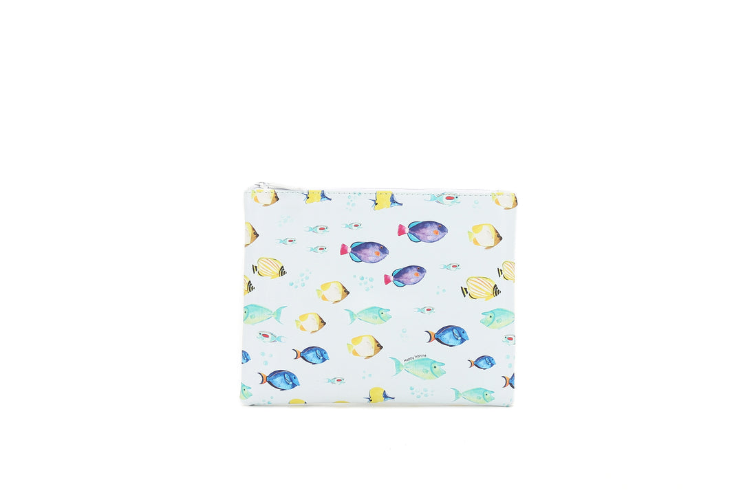 Pouch Zip Medium Fish Ohana Blue